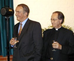 Sir John Hoddinnott and Rector John Widdows at the opening of the refurbished Parish Hall