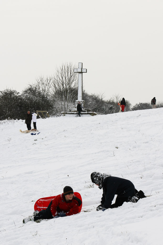 Shawford Down War Memorial in the snow