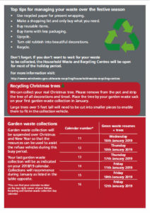 Holiday Period Refuse Collection leaflet (reverse)